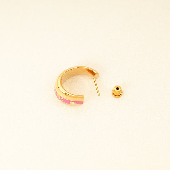 Christian Dior Gold Code Hoop Earrings-Christian Dior-THE CLOSET