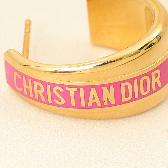 Christian Dior Gold Code Hoop Earrings-Christian Dior-THE CLOSET