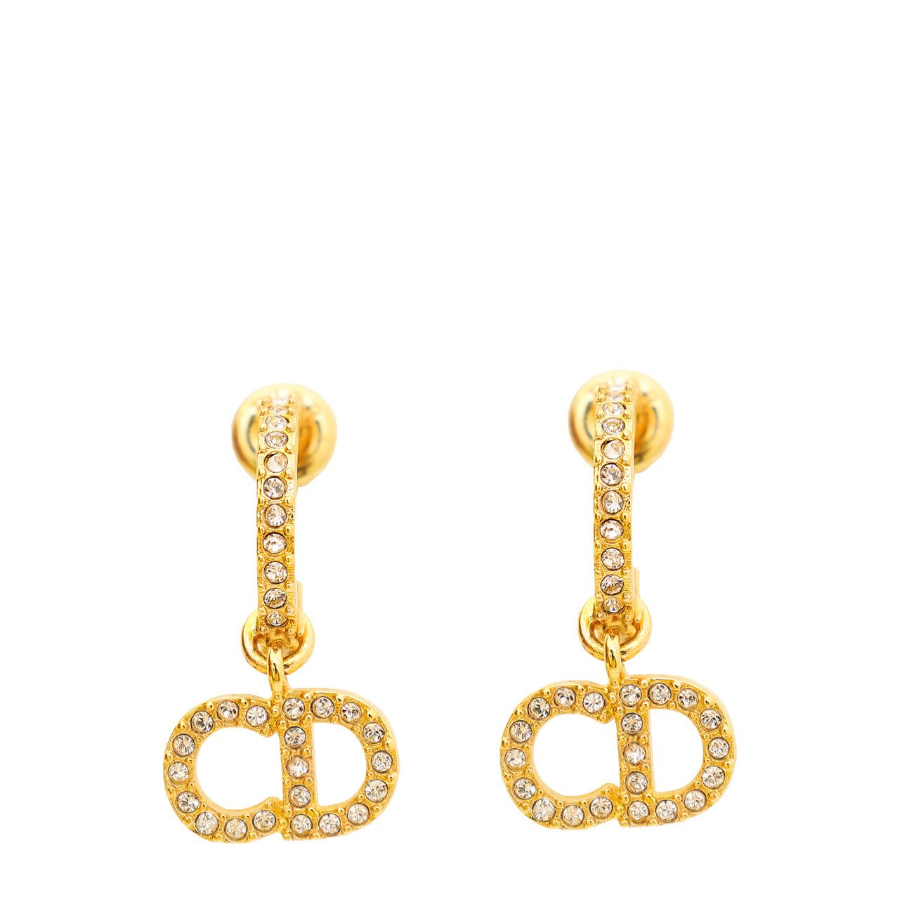 Christian Dior Gold Finish Clair De Lune Earrings-Christian Dior-THE CLOSET