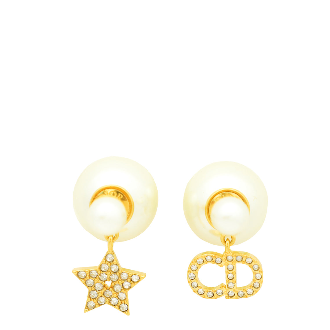 Christian Dior Gold Finish Tribales Drop Earrings-Christian Dior-THE CLOSET