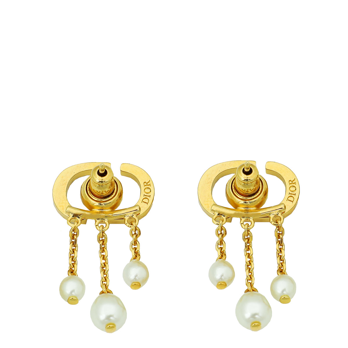 Christian Dior Petit CD Crystal Pearl Drop Earrings-Christian Dior-THE CLOSET