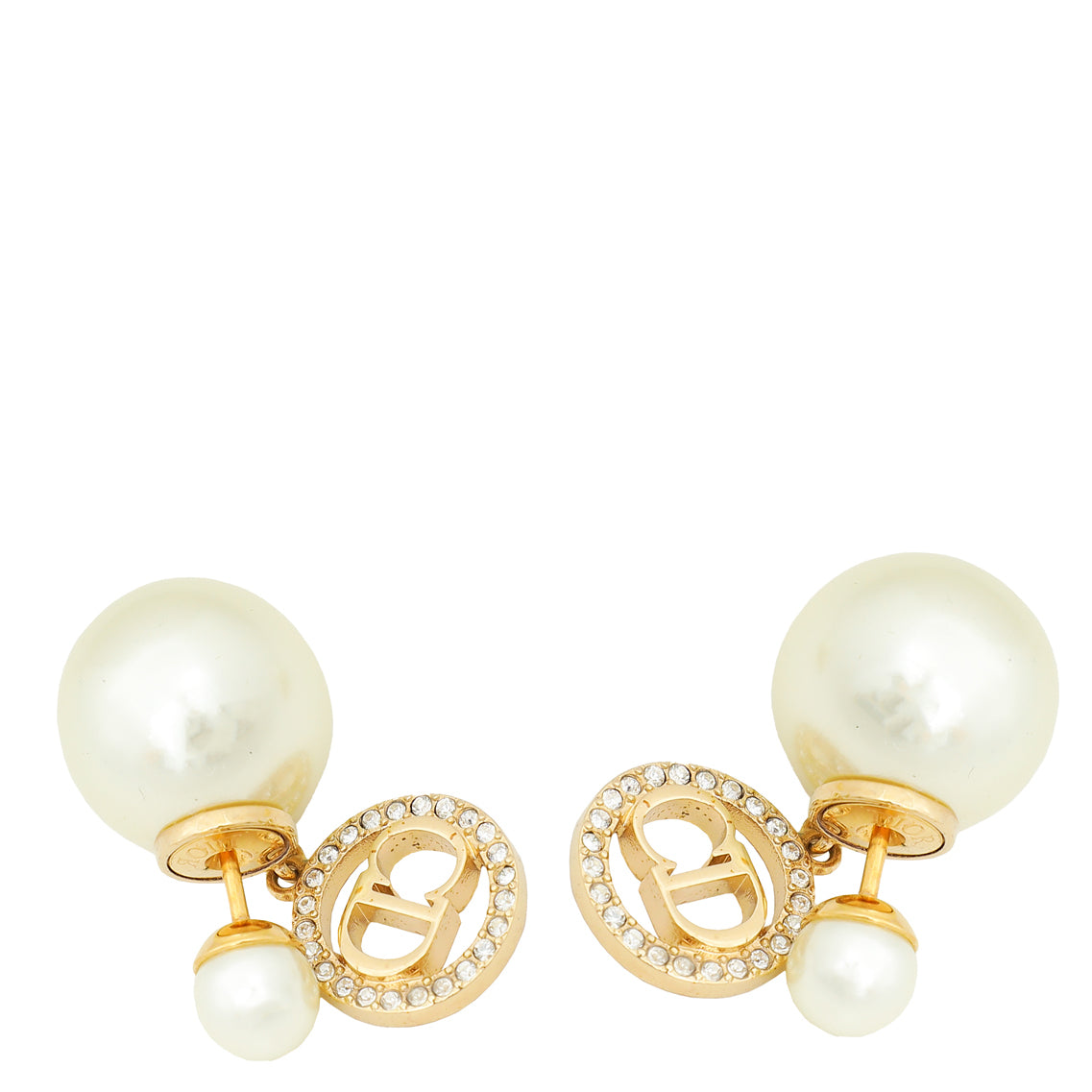 Christian Dior White CD Crystal Dior Tribales Earrings-Christian Dior-THE CLOSET