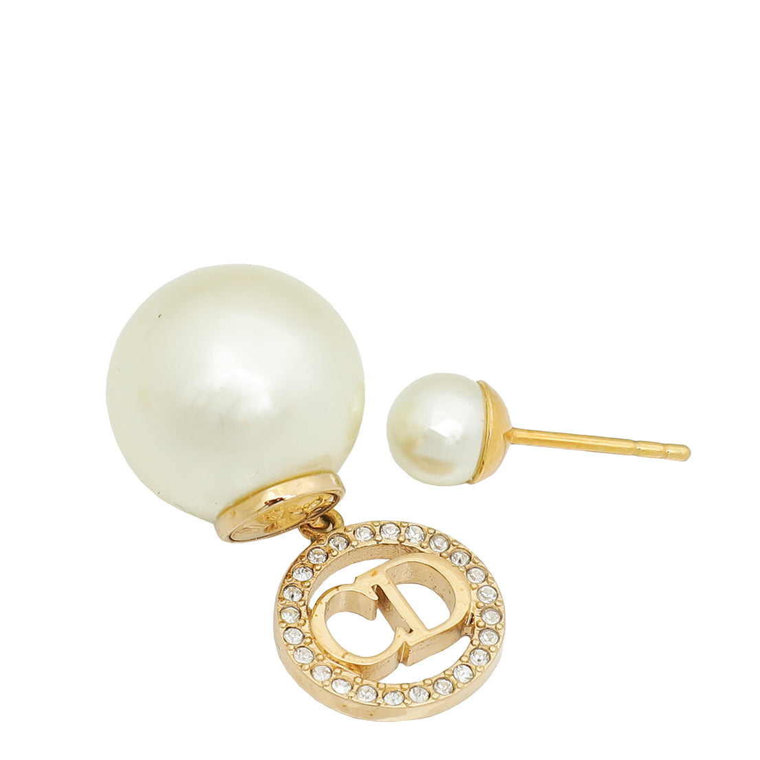 Christian Dior White CD Crystal Dior Tribales Earrings-Christian Dior-THE CLOSET