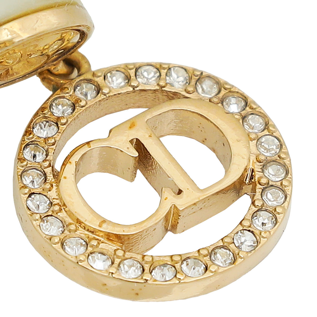 Christian Dior White CD Crystal Dior Tribales Earrings