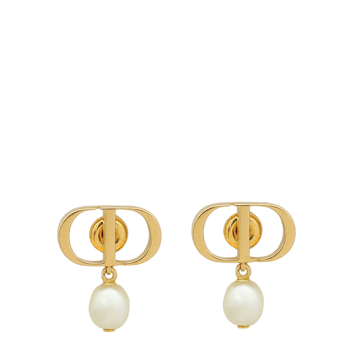 Christian Dior White Petit CD Earrings-Christian Dior-THE CLOSET