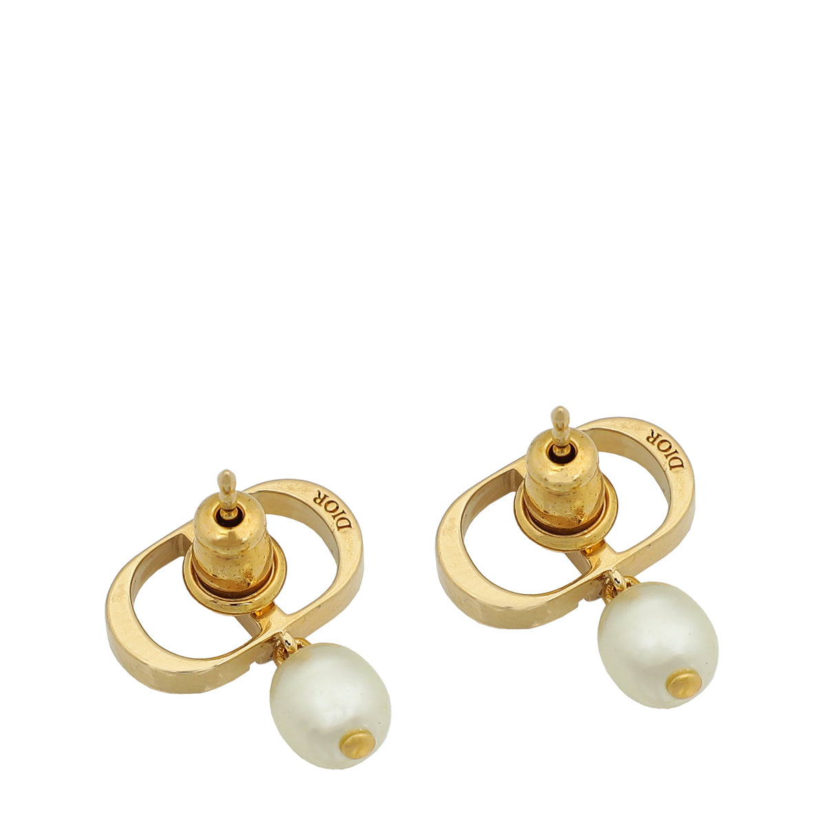 Christian Dior White Petit CD Earrings-Christian Dior-THE CLOSET