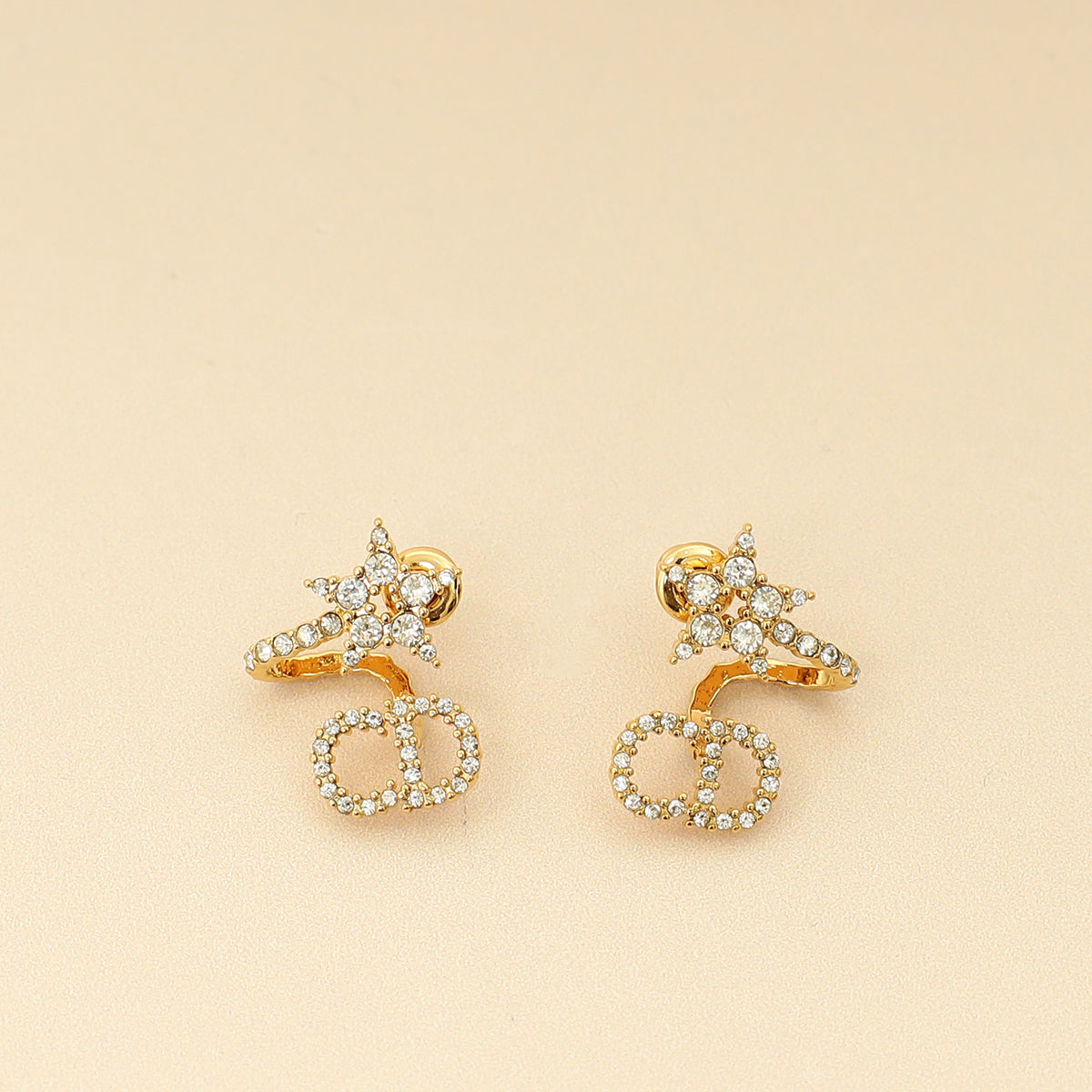 Christian Dior Gold Finish CD Star Wrap Around Clair D Lune Earrings-Christian Dior-THE CLOSET