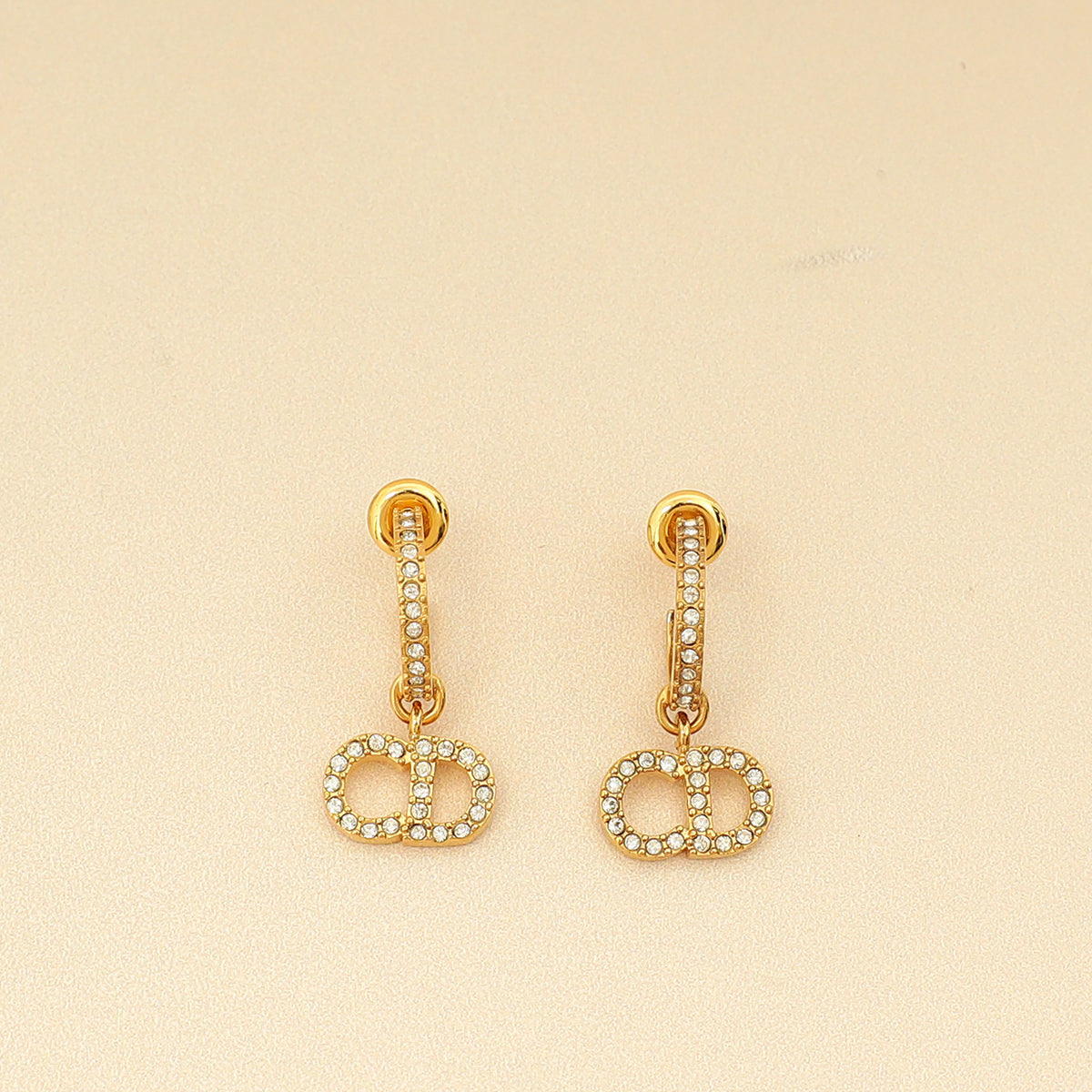 Christian Dior Gold Finish Hoop Clair D Lune Earrings-Christian Dior-THE CLOSET