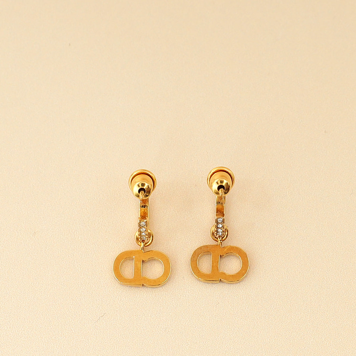 Christian Dior Gold Finish Hoop Clair D Lune Earrings-Christian Dior-THE CLOSET