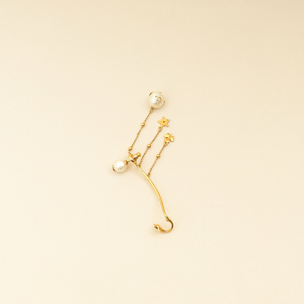 Christian Dior Gold Finish Single Pearl Perles De Desir Ear Cuff-Christian Dior-THE CLOSET