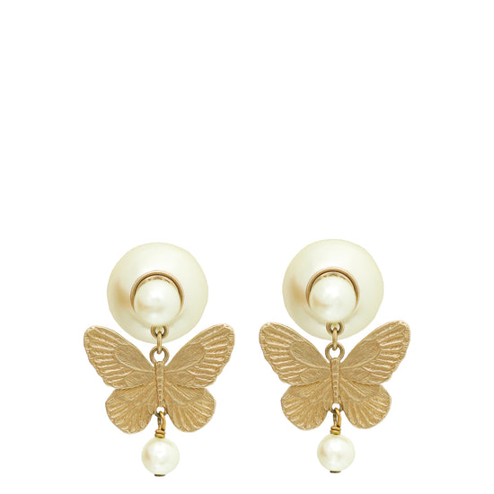 Christian Dior White Tribales Butterfly Earrings