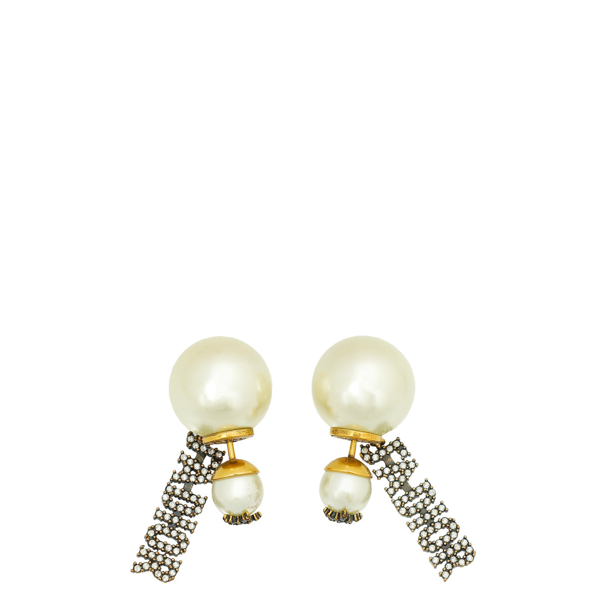 Christian Dior Ivory J'adior Crystal Drop Tribal Earrings-Christian Dior-THE CLOSET