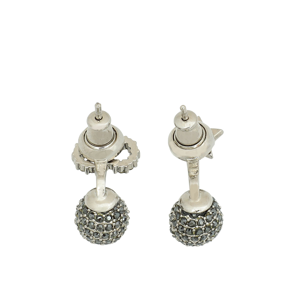 Christian Dior Grey Crystal Star CD Earrings-Christian Dior-THE CLOSET