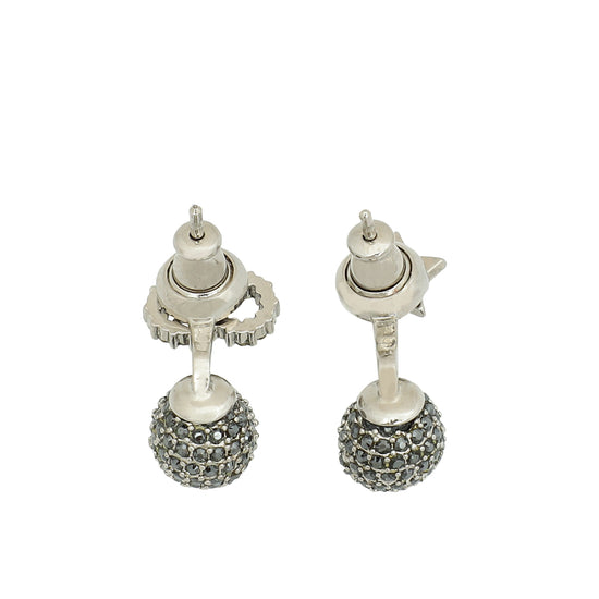 Christian Dior Grey Crystal Star CD Earrings