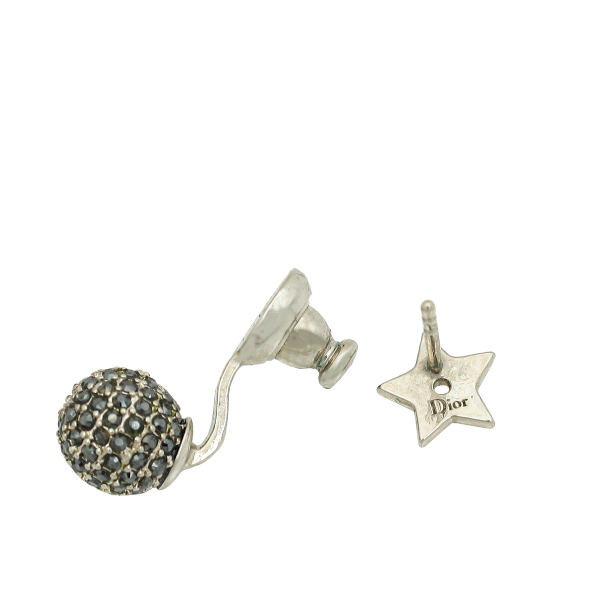 Christian Dior Grey Crystal Star CD Earrings