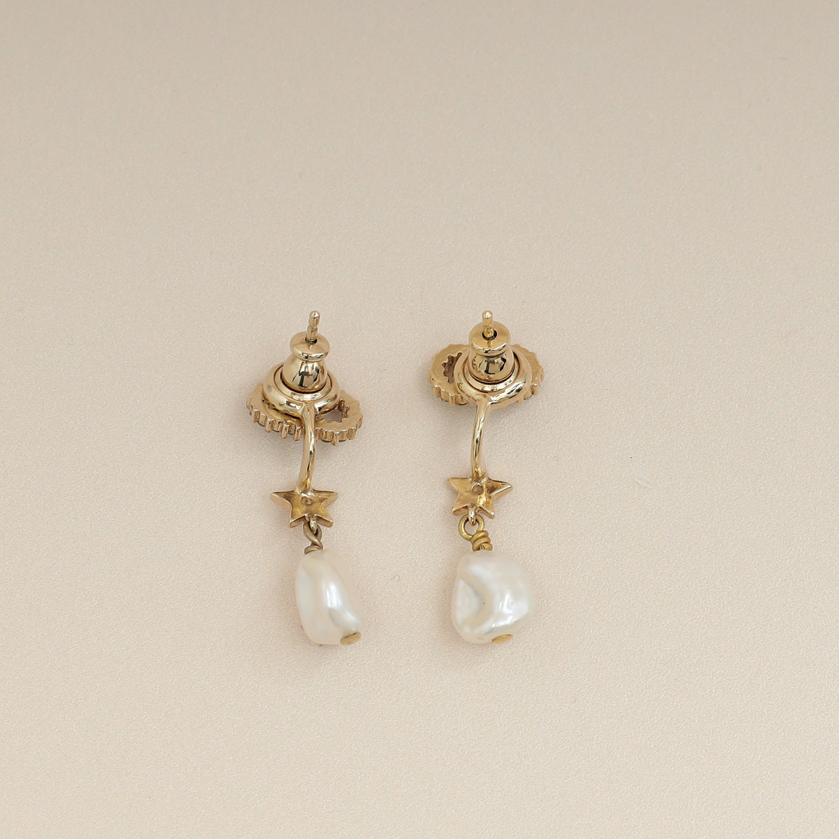 Christian Dior Gold Drop Pearl Petit CD Earrings-Christian Dior-THE CLOSET