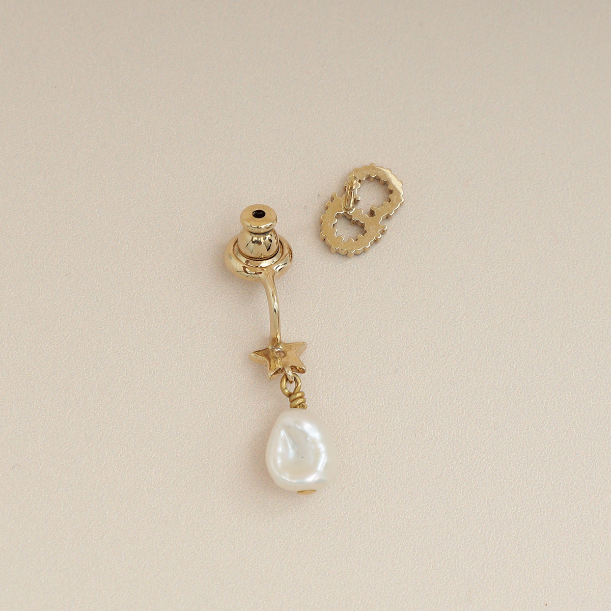 Christian Dior Gold Drop Pearl Petit CD Earrings-Christian Dior-THE CLOSET