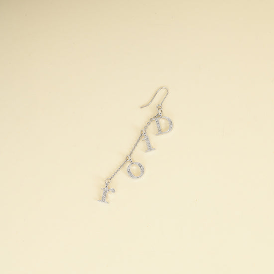 Christian Dior Silver Finish Crystal Logo Letters Dangle Drop Earrings-Christian Dior-THE CLOSET