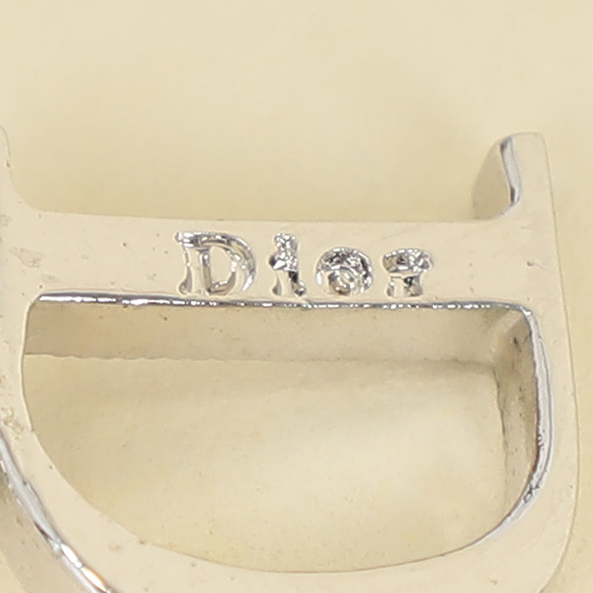 Christian Dior Silver Finish Crystal Logo Letters Dangle Drop Earrings-Christian Dior-THE CLOSET