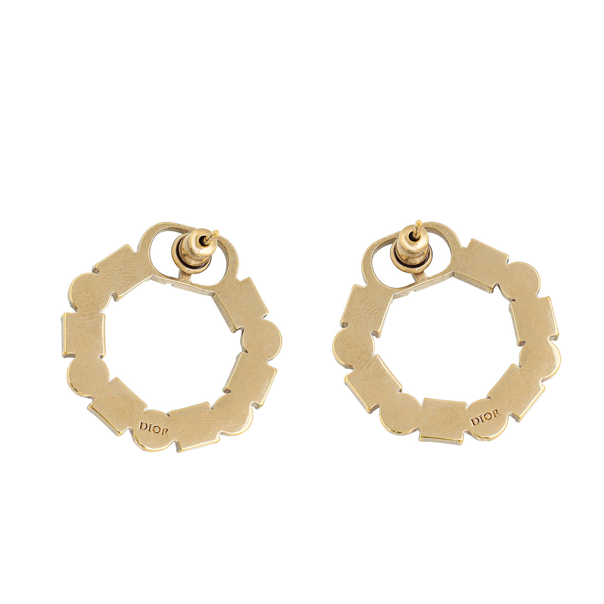 Christian Dior Bronze Petit CD Crystal Pearl Earrings-Christian Dior-THE CLOSET