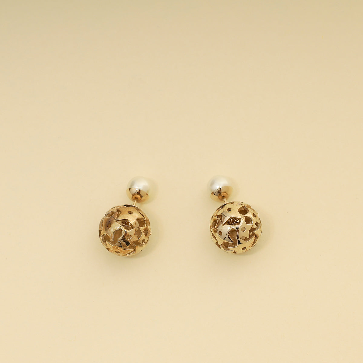 Christian Dior Gold Tone Pearl Star Mise En Dior Tribal Earrings-Christian Dior-THE CLOSET