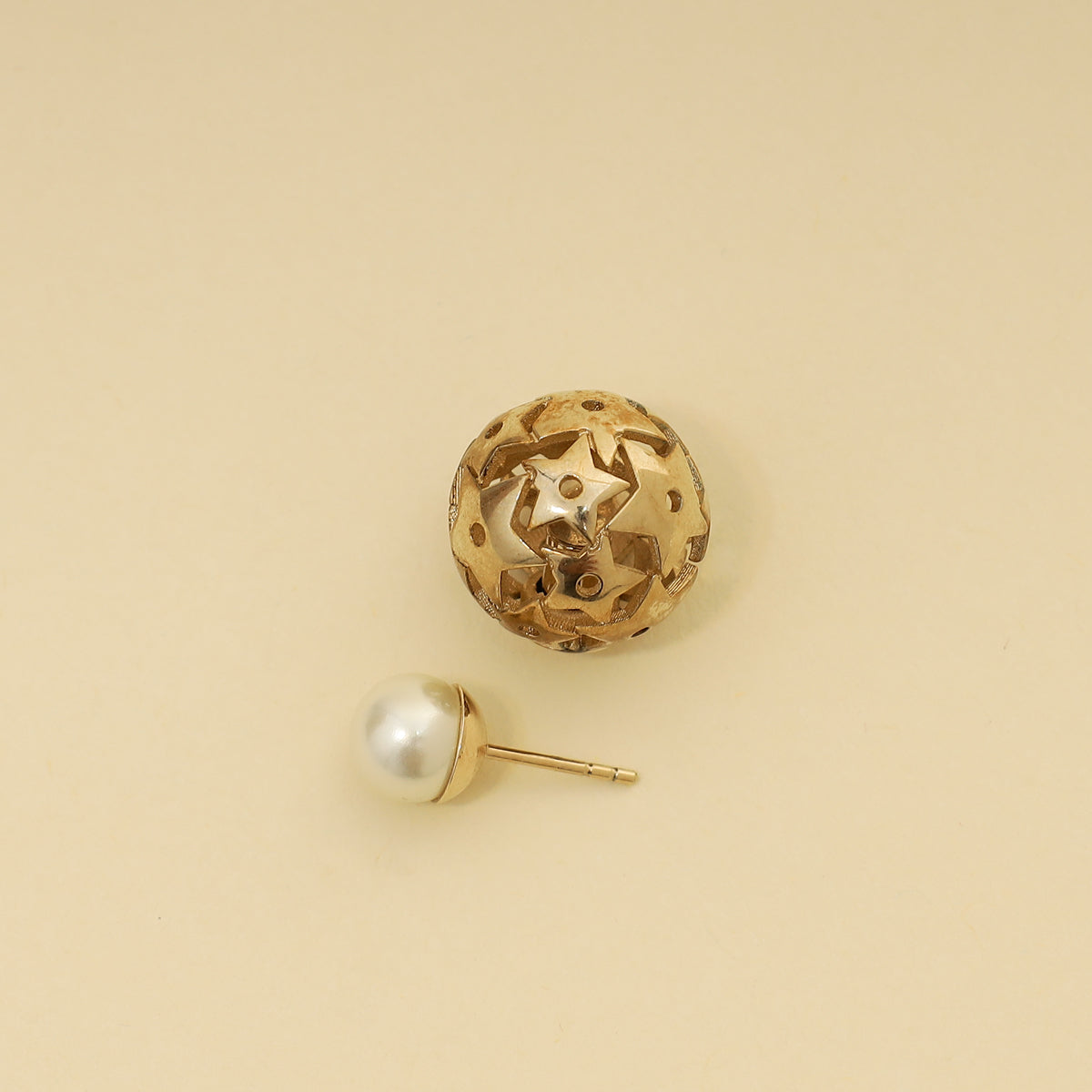 Christian Dior Gold Tone Pearl Star Mise En Dior Tribal Earrings-Christian Dior-THE CLOSET