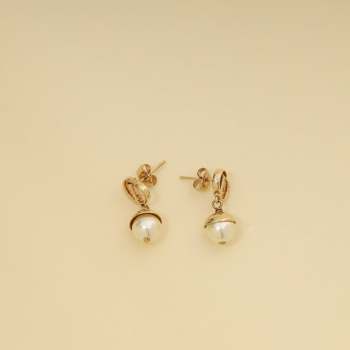 Christian Dior Pearl CD Drop Earrings-Christian Dior-THE CLOSET
