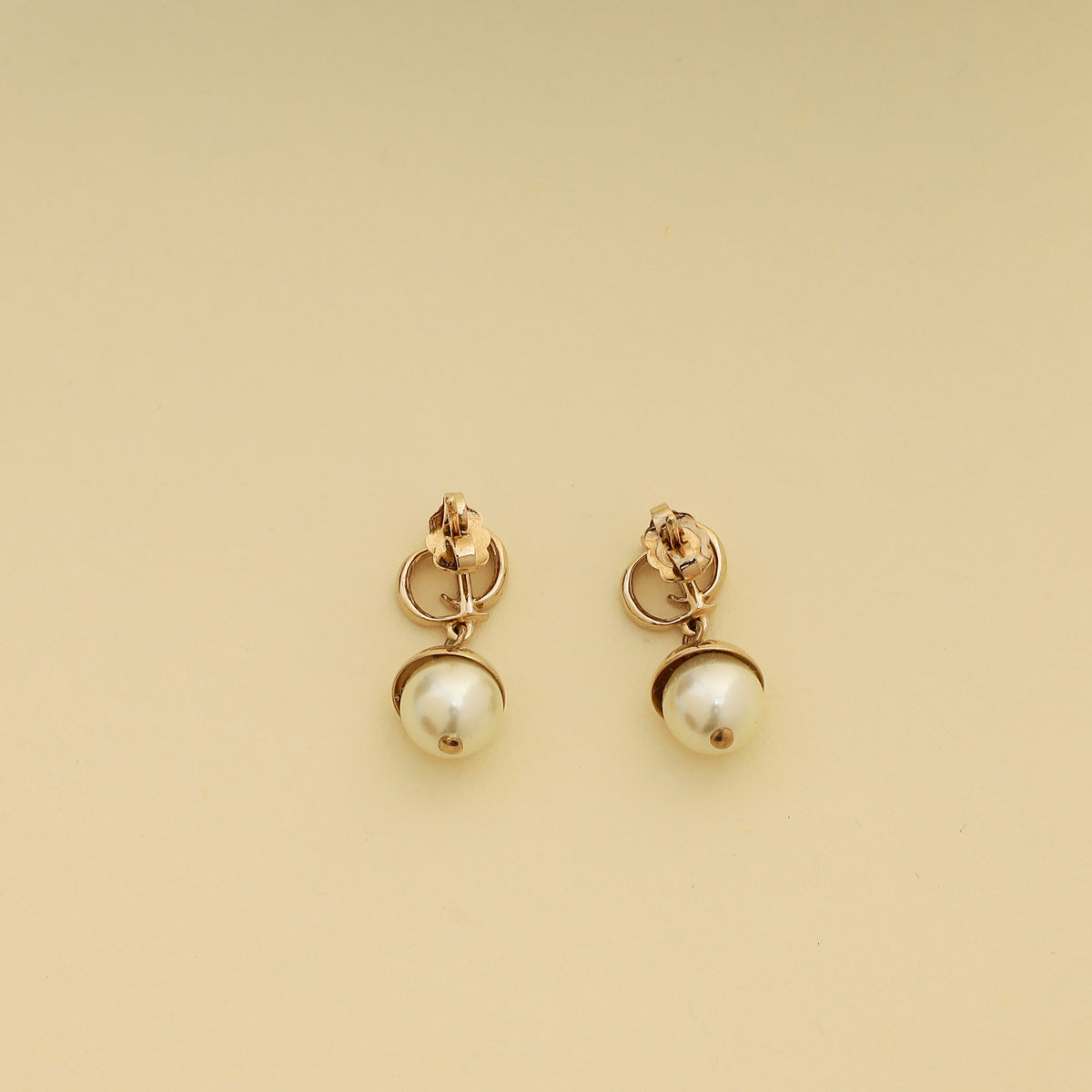 Christian Dior Pearl CD Drop Earrings-Christian Dior-THE CLOSET