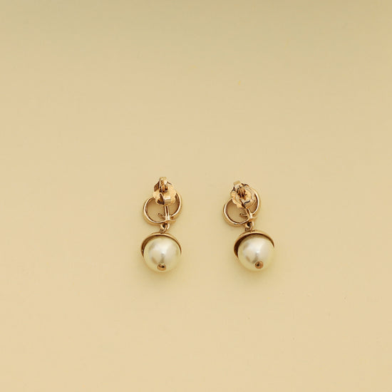 Christian Dior Pearl CD Drop Earrings-Christian Dior-THE CLOSET