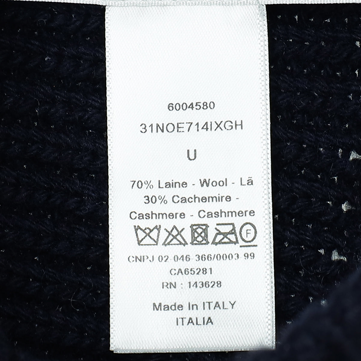 Christian Dior Bicolor Wool Cashmere Star Beanie