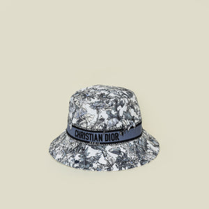 Christian Dior Bicolor Floral Embroidered Bucket Hat 58