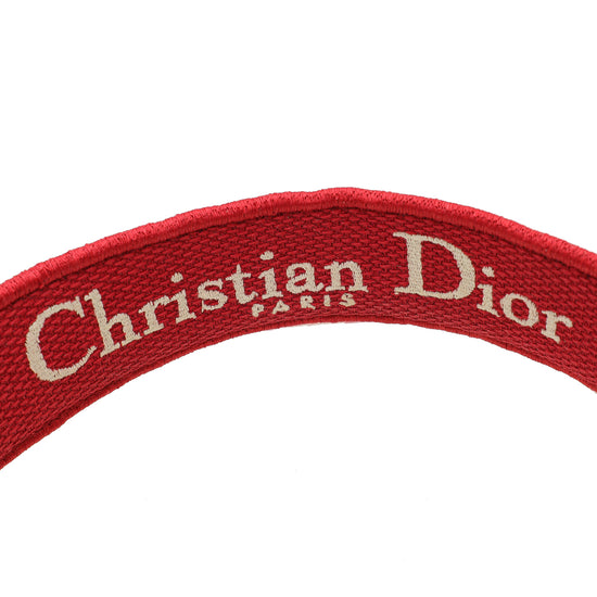Christian Dior Red Toile De Jouy Embroidered Visor Hat
