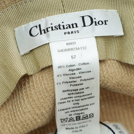 Christian Dior Beige Logo Embroidered Cotton Bucket Hat