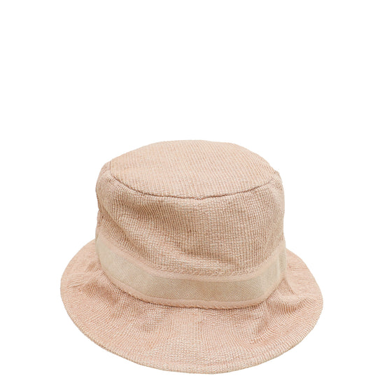Christian Dior Pink Logo Embroidered Cotton Bucket Hat
