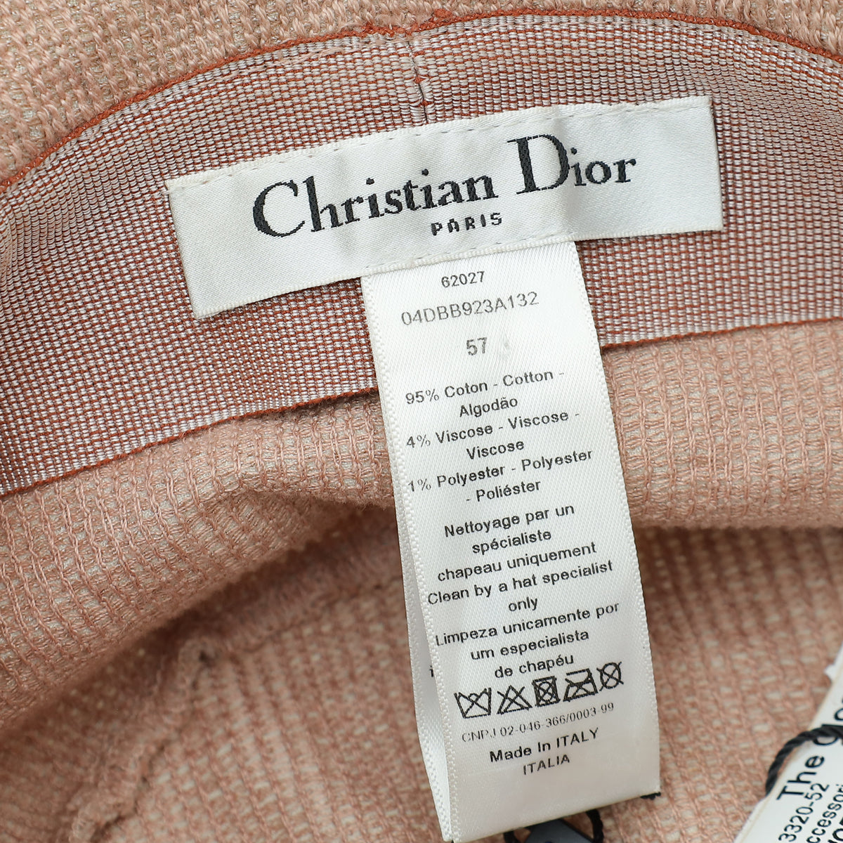 Christian Dior Pink Logo Embroidered Cotton Bucket Hat