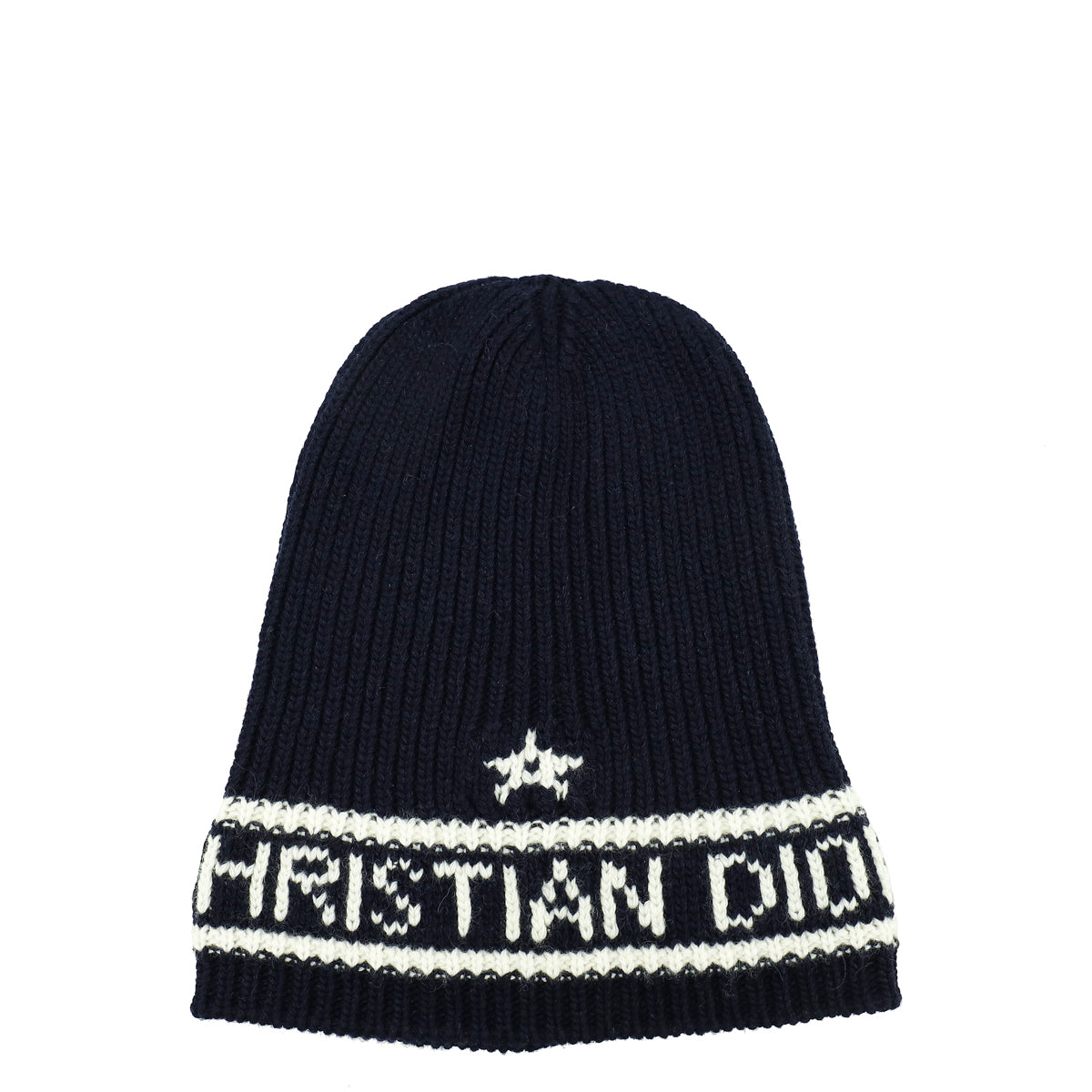 Christian Dior Bicolor Wool Cashmere Star Beanie