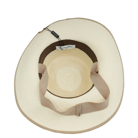 Christian Dior Cream Straw Diorodeo Bucket Hat