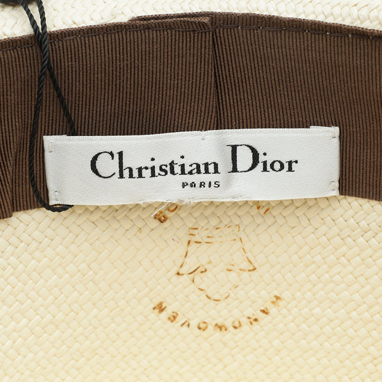 Christian Dior Cream Straw Diorodeo Bucket Hat