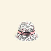 Christian Dior White Multicolor Butterfly Embroidery Bucket Hat