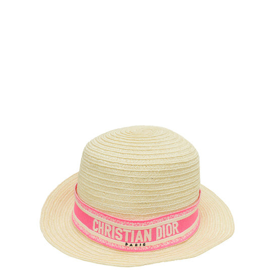 Christian Dior Bicolor Straw Bucket Hat