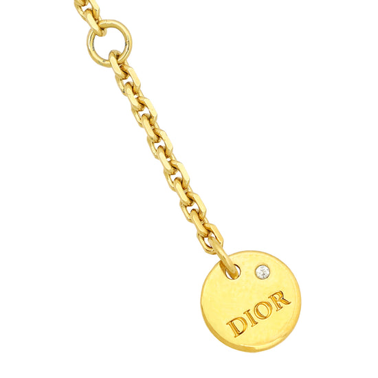 Christian Dior Gold Tone Petit CD Crystal Double Necklace