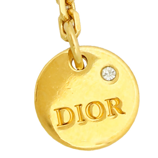 Christian Dior Gold Tone Petit CD Crystal Double Necklace