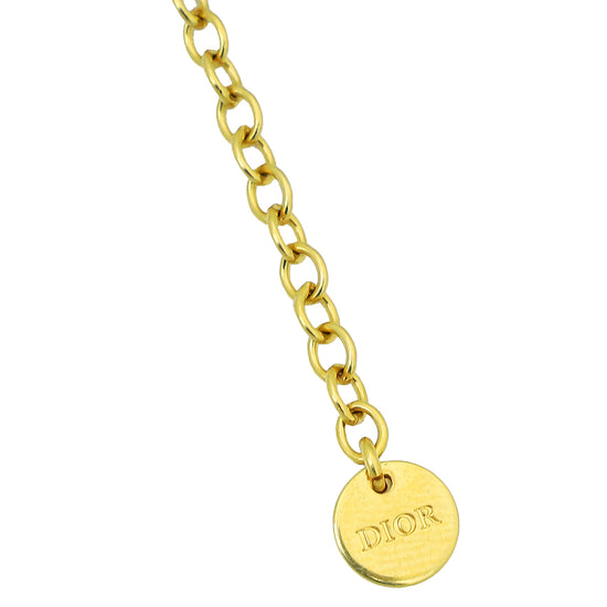 Christian Dior Gold Petit CD Crystal Necklace