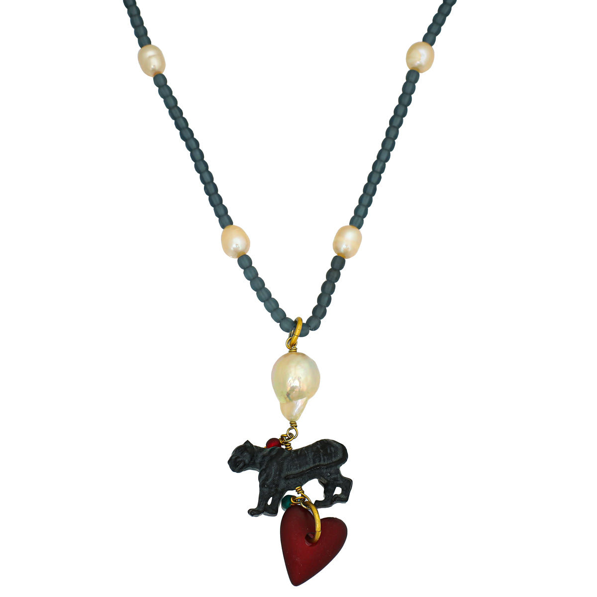 Christian Dior Bicolor Animal Pearl Bead Embellished Long Necklace-Christian Dior-THE CLOSET
