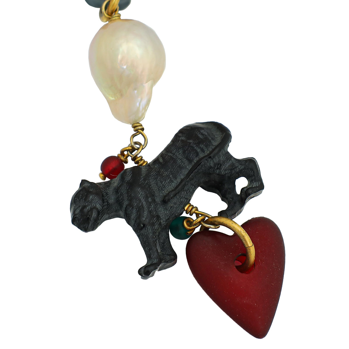 Christian Dior Bicolor Animal Pearl Bead Embellished Long Necklace-Christian Dior-THE CLOSET