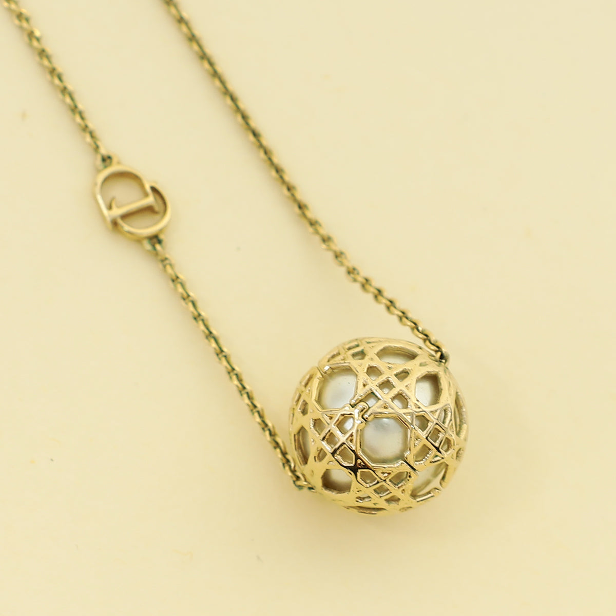 Christian Dior Gold Tribales Cannage Pendant Necklace