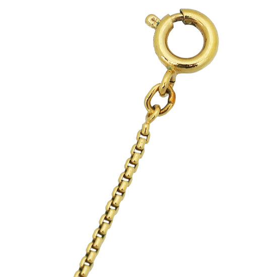 Christian Dior Gold Finish Logo Crystal Drop Pendant Necklace