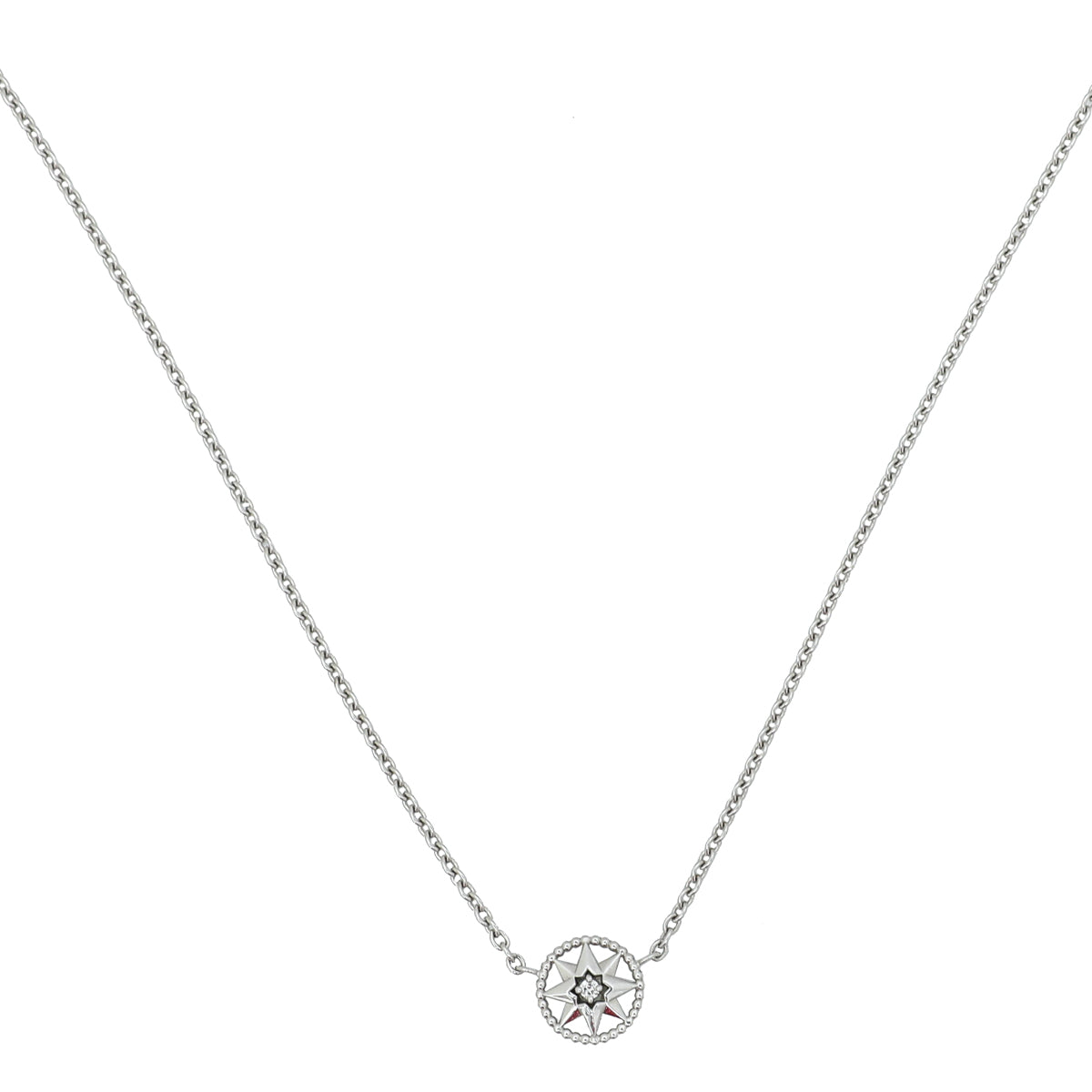 Christian Dior 18K White Gold Diamond Rose Des Vents Necklace-Christian Dior-THE CLOSET