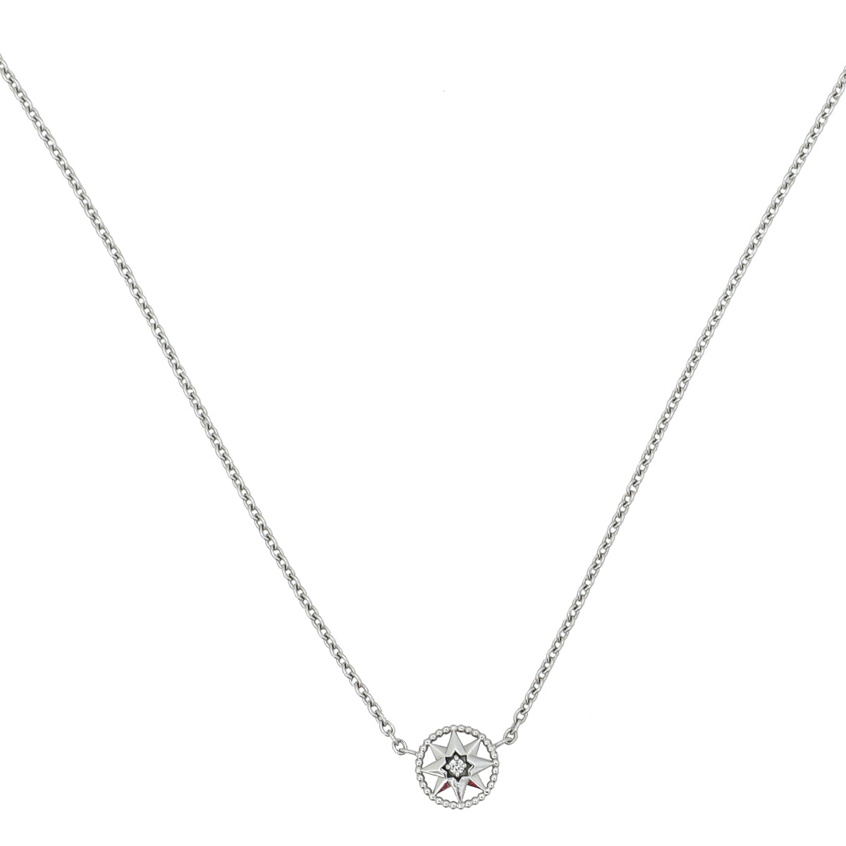 Christian Dior 18K White Gold Diamond Rose Des Vents Necklace