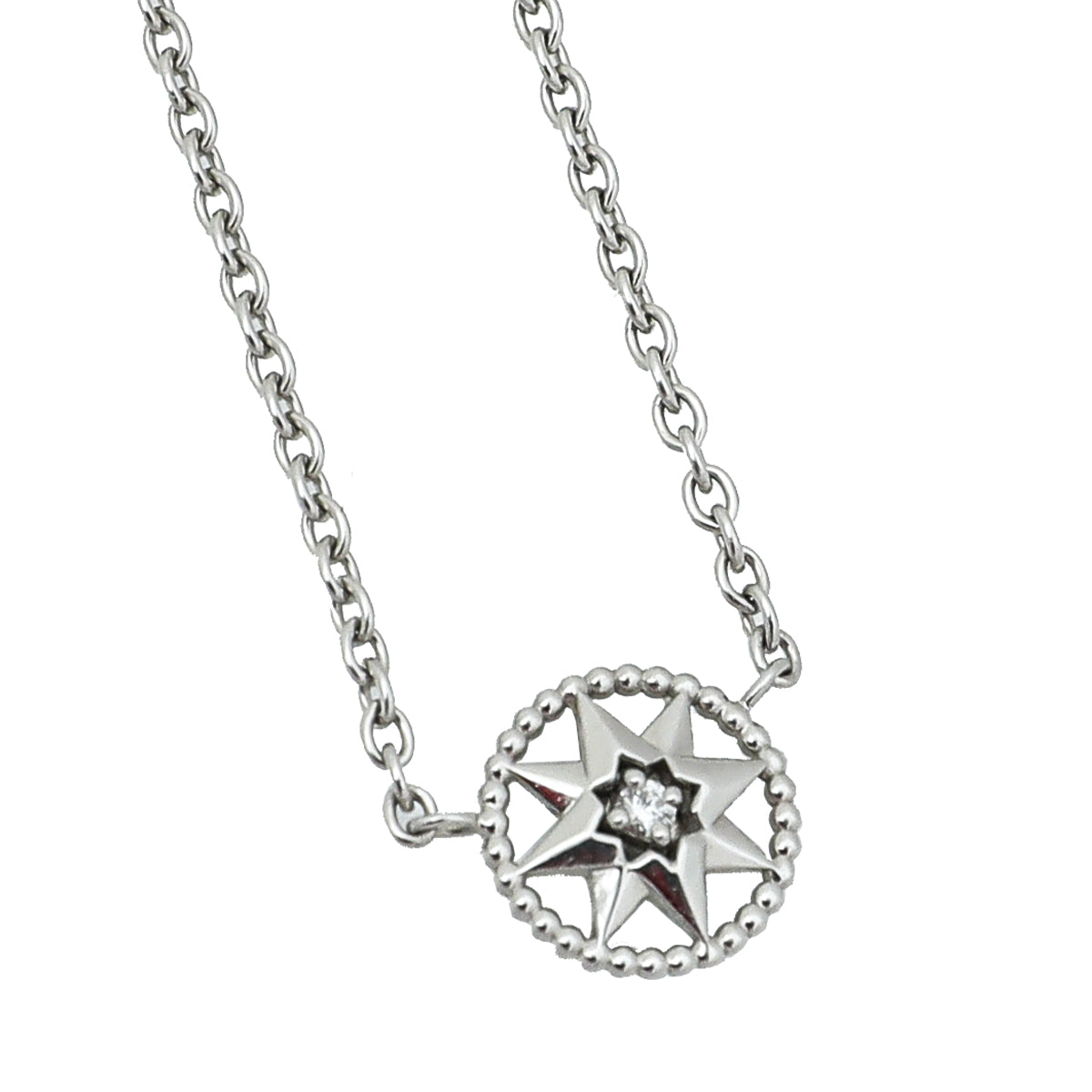 Christian Dior 18K White Gold Diamond Rose Des Vents Necklace-Christian Dior-THE CLOSET